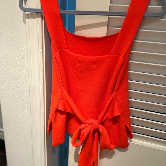 ANTHROPOLOGIE BRIGHT SALMON PINK KNITTED CROP TOP - Picture 12 of 16